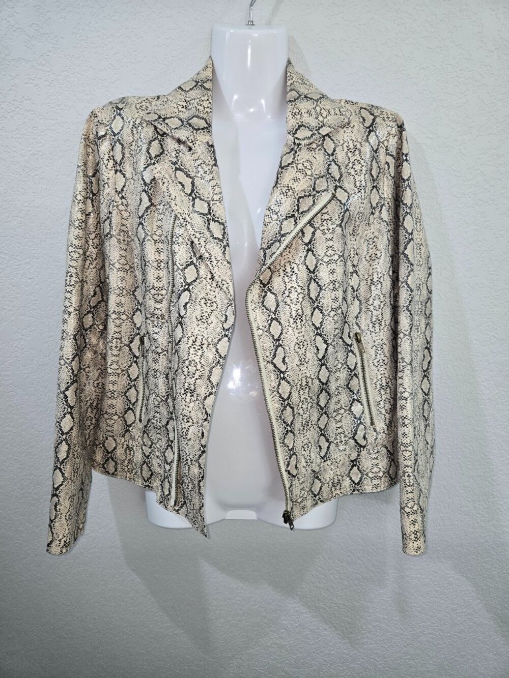 Cristina Snake Print Moto Jacket Size Medium